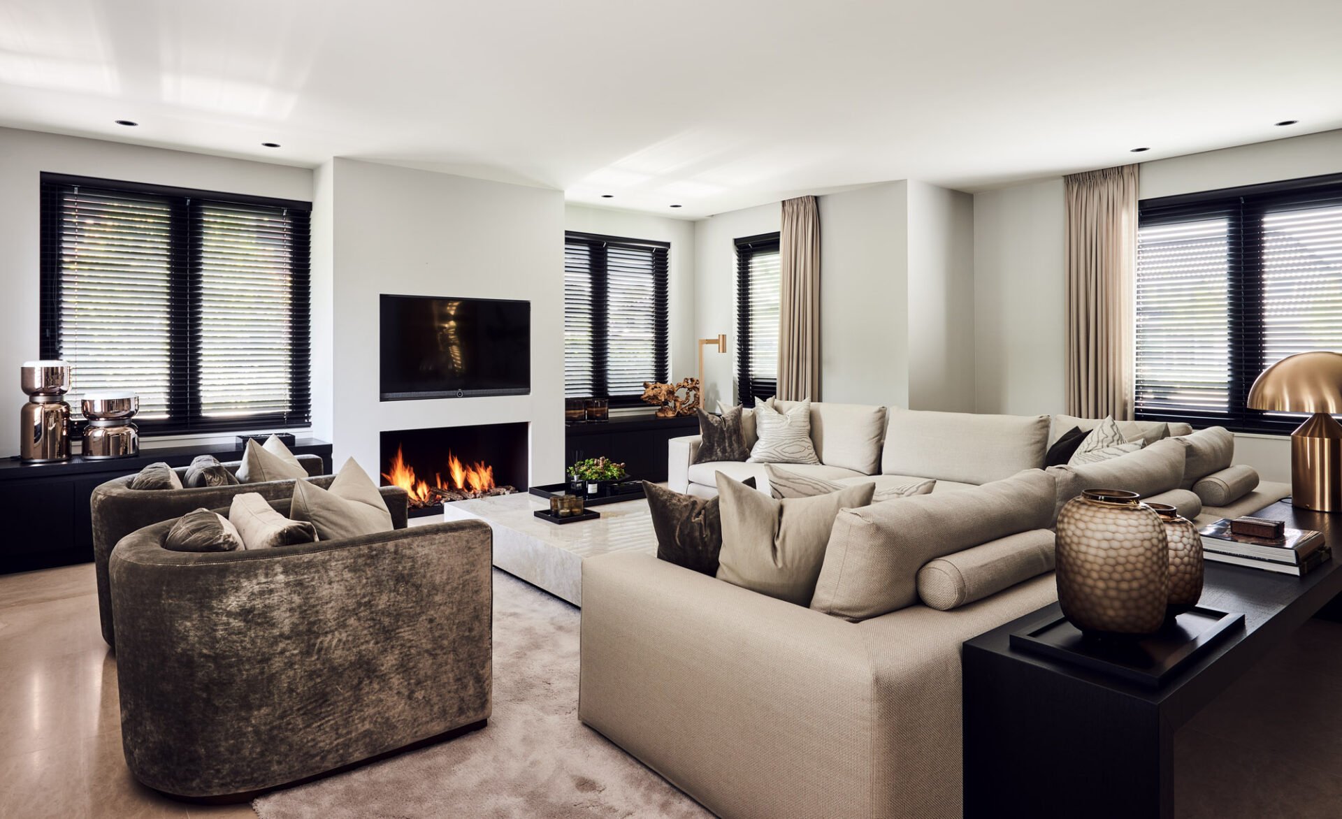 interior design living room beige fire place